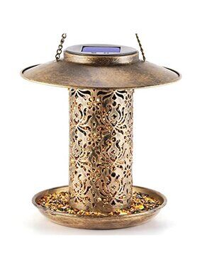 New Solar Bird Feeder for Outdoors Hanging, Metal Wild Bird Feeder for